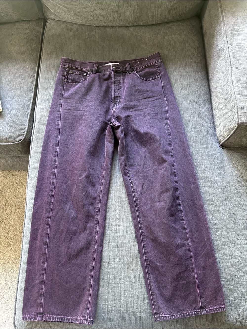 Madewell Burgundy Pieced Barrel Jeans